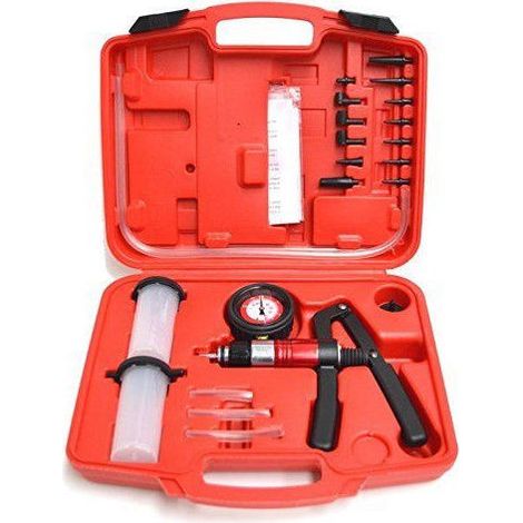 POMPA VUOTO TESTER 2 VASETTI TUBO SPURGO FRENI MANUALE ATTREZZI AUTO VACUOMETRO