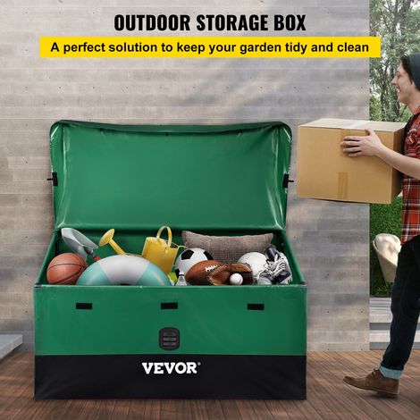 Boîte de Rangement Extérieur 440 L Coffre de Stockage Jardin Étanche Portable Cadre Galvanisé Bâche PE Garder Outils Garage Jouets des Enfants pour Maison Camping Terrasse Piscine 122x63x75 cm (1/5)