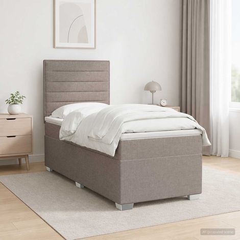 vidaXL Lit boxspring avec matelas Taupe 90 x 200 cm Tissu (1/5)