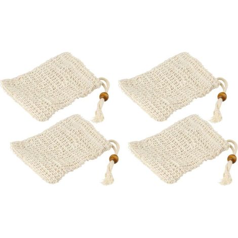 Set of 4 sisal solid soap bags