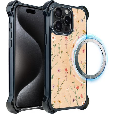 Custodia ibizu DropGuard Ultra per iPhone 15 Pro con MagSafe, Pastel Bloom, Coral Meadow (1/5)