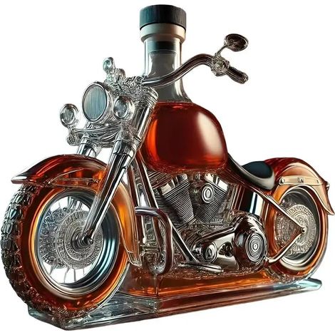 Carafe à vin en verre transparent, carafe à alcool pour motards, bouteille de vin, distributeur de boissons amusant, convient aux hommes, aux papas et aux amateurs de moto. (1/5)