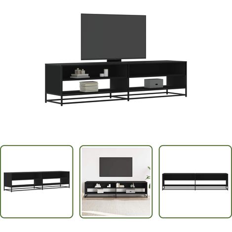 Rangement salon - Meuble TV noir 180,5x40x46 cm bois d'ingénierie (1/5)