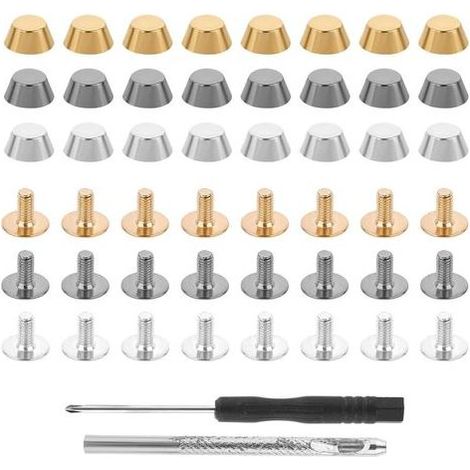 Lot de 26 pieds de sac à main, clous en laiton à tête plate, rivets métalliques, pour la confection de sacs à main en cuir. (1/5)