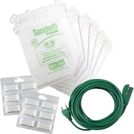 Sacchetti folletto vk 135 vk 136 12pz + 12 profumi+ cavo 10 metri compatibili