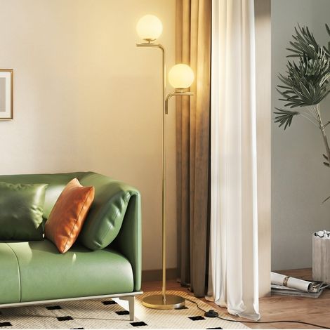 Lámpara de pie de doble cabeza 33x28x170 cm acero y vidrio dorado – MEUBLIV (1/5)