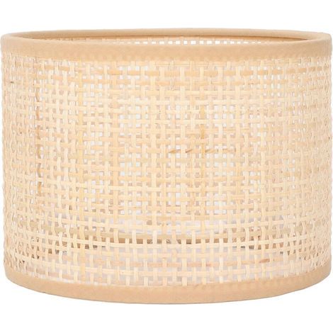 Lampshade made of woven rattan – Diameter 16 cm – Height 12 cm – Compatible with E27 and E14 bulbs – Vintage design for table lamps and chandeliers