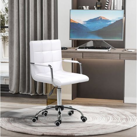 Silla de oficina ergonómica giratoria regulable en altura de PVC blanco OKWISH (1/5)