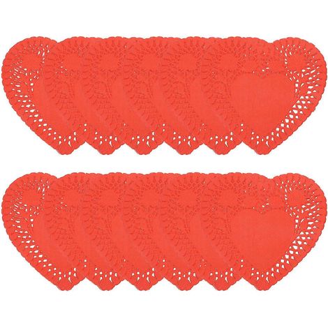 Napperons en papier à motifs de mini cœurs rouges, 100 feuilles, pour la décoration (1/5)