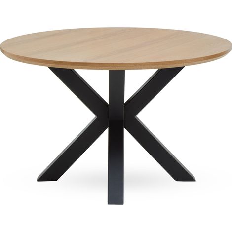 Interiors By Premier Contemporary Wood Veneer Top Dining Table With Black Metal Legs, Elegant Dining Table, Sturdy Modern Table (1/5)
