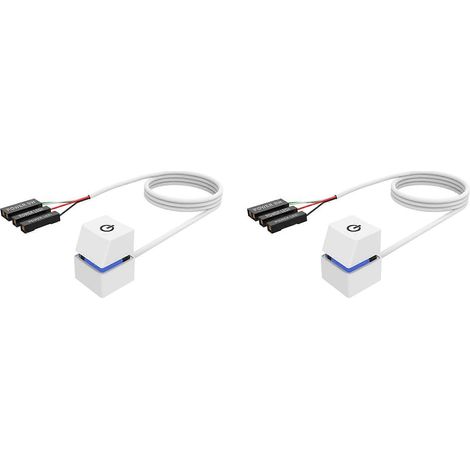 Lot de 2 2M portable LED Lumières Ordinateur Desktop interrupteur PC External Start puissance sur/Off bouton Extension câble, bleu lampe (1/5)