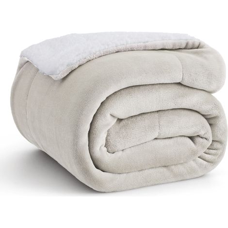 Plaid Polaire Sherpa Couverture - Beige, 150x200 cm Plaid Canape Grande Taille, Douce et Chaude Double Face avec Fourrure d'agneau et Tissu Polaire pour Canapé et Lit, Épais (1/5)