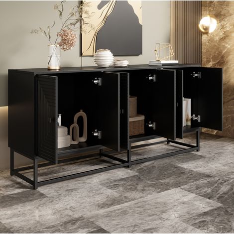 Madia mobile contenitore 3 ante doppie nero 160 cm OKMYHOME (1/5)