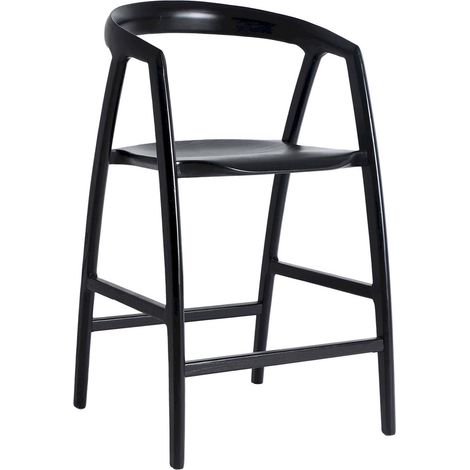 Tabouret contemporain en bois d'orme finition noire élégante - Noir bois d'orme élégant (1/5)