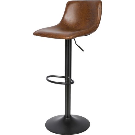 Ensemble de 2 tabourets de bar réglables en hauteur, chaises de cuisine en cuir PU, style industriel, tabourets de bar, tabourets de bar pivotants à 360° avec dossier, marron (1/5)