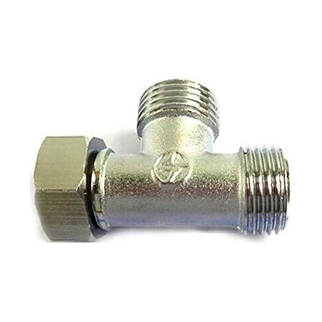 Fienow Connecteur de tuyau 3 voies 1/2" T en Cuivre, Argenté/Doré, 1 pièce, Diamètre 1,27 cm, Raccord tuyau, T-connector, Pour systèmes tuyauterie d'air, gaz, eau, argent - Type-D