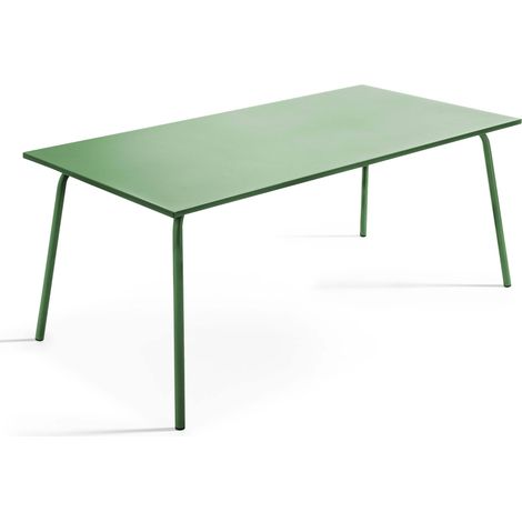 Table de jardin rectangulaire en métal vert cactus - Palavas