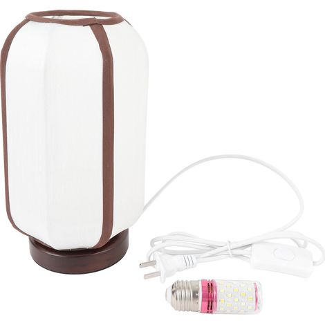 Lampe de chevet Bois et Tissu Abat-jour Blanc 3 Températures de Couleur Interrupteur à Touche Ampoule LED E27 Incluse Design Moderne (1/4)