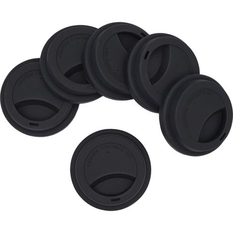 Silikondeckel, auslaufsicher, wiederverwendbar, schwarz, 6er-Pack