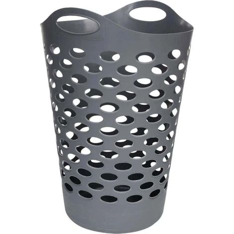 Panier à linge flexible 60L en polyéthylène – Dimensions D. 46,5 x H. 60 cm – Couleur gris béton – Poids 1,04 kg - FLEX 60 L (1/4)