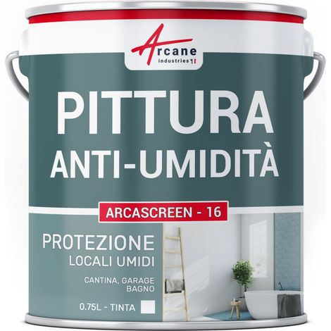 Pittura Antiumidità per Muri Umidi del bagno o della cantina: ARCASCREEN - 16 ANTI UMIDITÀ - 0,75 L (fino a 3 m²)  - ARCANE INDUSTRIES