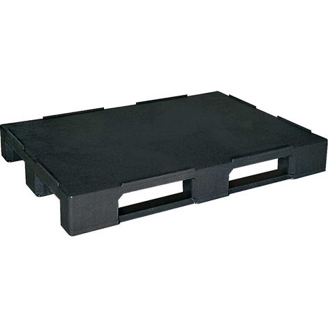 BRB Euro-Palette 1200x800x150 mm, 100% PE/RE-Kunststoff, geschlossene Deckfläche, Sicherungsrand, 3 Kufen, schwarz