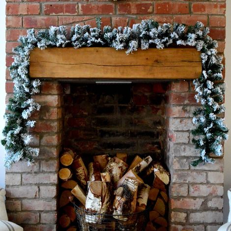 Premier 2.7m Snow Flocked Pine Christmas Garland with Glitter Finish (1/5)