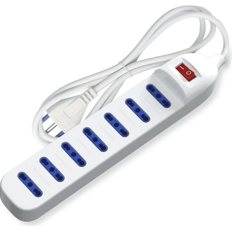 Aigostar Multipresa Ciabatta Elettrica 7 Posti Interruttore Cavo 1,5 Metri Bianca