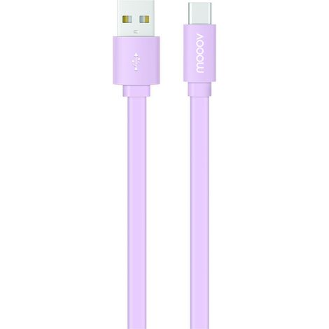 Câble USB-C /USB-A plat 1 m - lavande pastel (1/3)