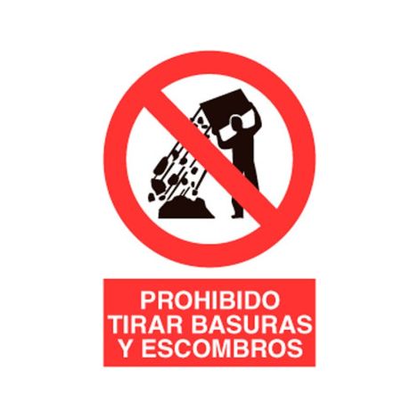 Señal de Prohibido tirar basuras y escombros Poliestireno 297X210