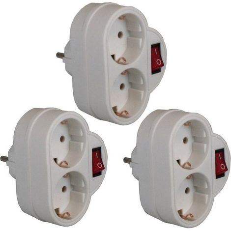 Adaptateur secteur 1 vers 3 avec interrupteur, convertisseur de puissance standard allemand, prise standard européenne, prise turque et portugaise 16 A (1/2)