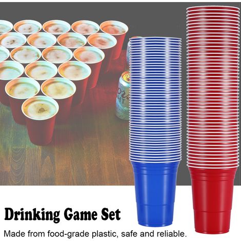 Jeu de Beer Pong, ensemble de jeu à boire Beer Pong, gobelets Beer Pong (50 gobelets rouges, 50 gobelets bleus) (1/5)
