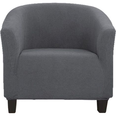 Housse de fauteuil extensible jacquard avec accoudoirs pour fauteuil de café, chaise de club, fauteuil de relaxation, housse extensible (gris foncé) (1/4)