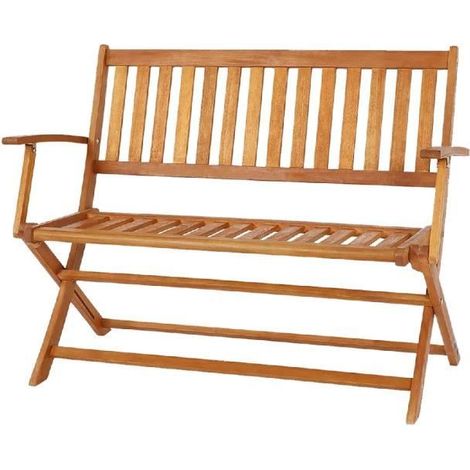 Banc de jardin pliable,banquette d'extérieur avec dossier et accoudoirs - Longueur 118 x Profondeur 63.5 x Hauteur 89 cm (1/3)