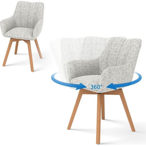 2er Set Esszimmerstühle drehbar 360°, mit Armlehne, Polsterstuhl Beige (1/5)