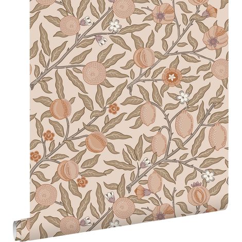 papier peint des fruits et des feuilles exotiques terracotta claire  - ESTAhome (1/5)