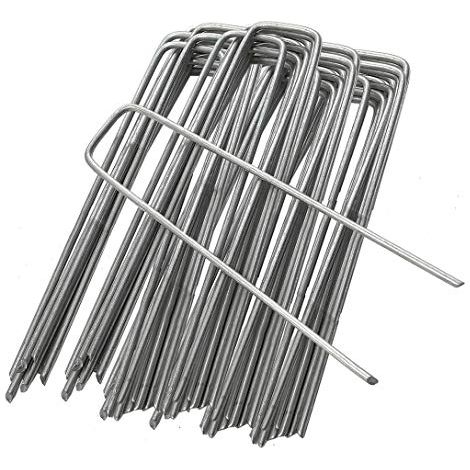 20 Stück U-förmige Gartenpfähle zur Befestigung von Rasen, Bauernhof, Unkrautbekämpfung, Landschaft usw. 15 cm