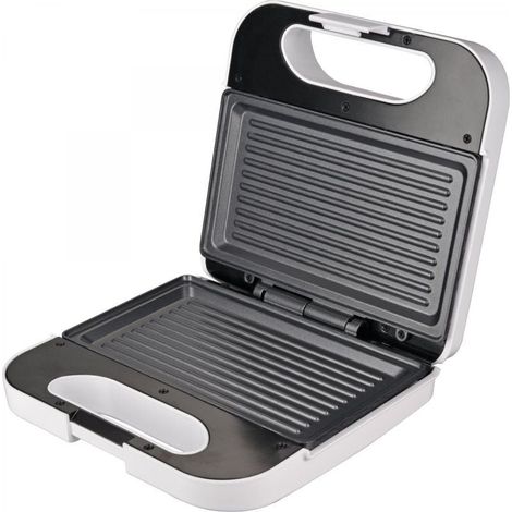 Grunkel - Sandwichmaker mit Grill für 2 Sandwiches. Rutschfeste und antihaftbeschichtete Oberfläche de 750W de Leistung und Cool Touch (Grill White).