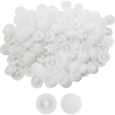 200 Pièces Cache Vis Blanc, Capuchon à Vis Rond en Plastique Cruciforme, Capuchons à Encliquetage pour Vis Autotaraudeurs, Idéaux pour Montage Mural et Décoration Meuble (1/5)