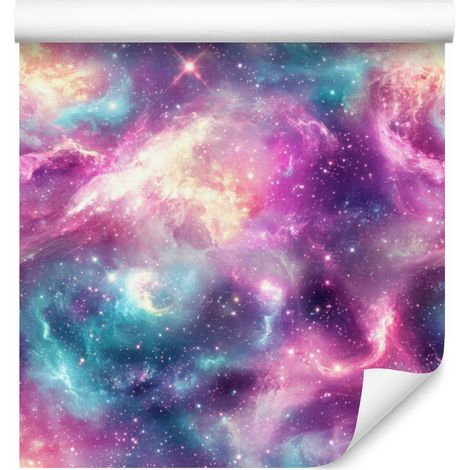 Papel pintado de galaxia en acuarela violeta y azul, fondo morado 50x1000 cm (1/5)