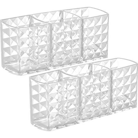 Set mit 2 transparenten Acrylboxen für Pinsel und Kosmetik – zur Verwendung auf der Ablage, in einer Schublade oder im Badezimmer