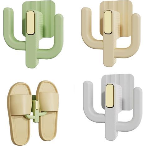 3 Pièces Support à Pantoufles, Supports à Chaussures Muraux, Porte Chaussure sans Perçage, Auto-Adhésif Porte Chaussures Mural, pour Porte, Placard, Salle De Bain Et Cuisine (1/5)