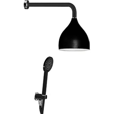 Kit Doccia Black Composto da Braccio Doccia in Ottone Cromato + Soffione Cromoterapia con Campana in Alluminio Anodizzato (1/5)