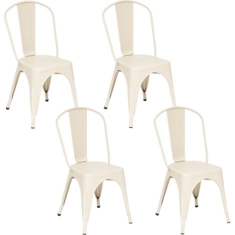Atmosphera – Chaise métal vintage Niko argile – Structure en acier – Hauteur d'assise 44 cm – Empilable pour gain de place – Poids 4,25 kg (1/5)