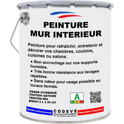 Peinture Mur Interieur - 5 L   - Codeve Bois - RAL 6003 - Vert olive - Pour La Décoration De Votre Salon, Séjour, Cuisine Ou Chambre.