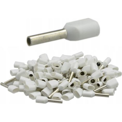 Cosse à double manchon isolée 2x0,75/8 blanche (100 pièces)