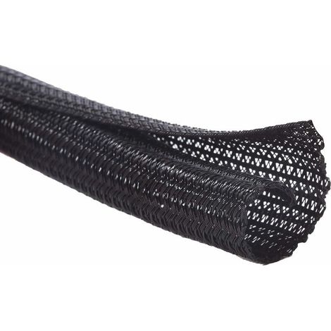 Funda para cables autocerrable de 13 mm a 10 m, cubierta para cables, organizador de cables, gestión de cables para ordenador y automoción - Negro