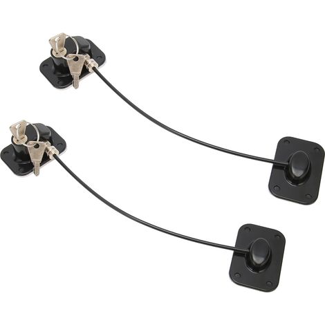 Deux verrous de réfrigérateur avec quatre clés, en plastique et acier inoxydable, faciles à installer, adaptés aux armoires, fenêtres et portes. (1/5)