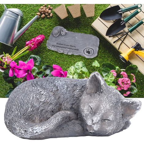 Stèle Commémorative pour Animaux Résistante aux Intempéries - Pierre Funéraire Décorative pour Jardin Extérieur, Parc et Cour - Idéale pour Chats et Chiens