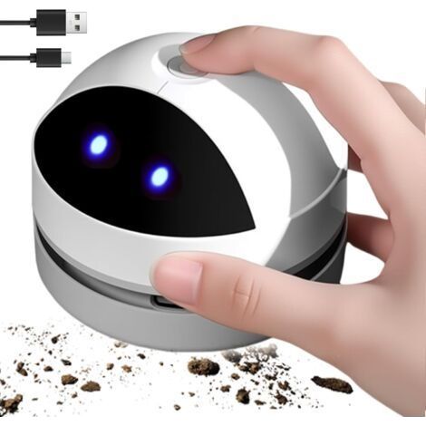 (Blanc ) Mini Aspirateur de Table, Petit Aspirateur à Main USB Rechargeable, Aspirateur à sans Fil de Bureau Haute Puissance d'Aspiration pour Table Bureau Coussin Voiture Clavier (1/5)